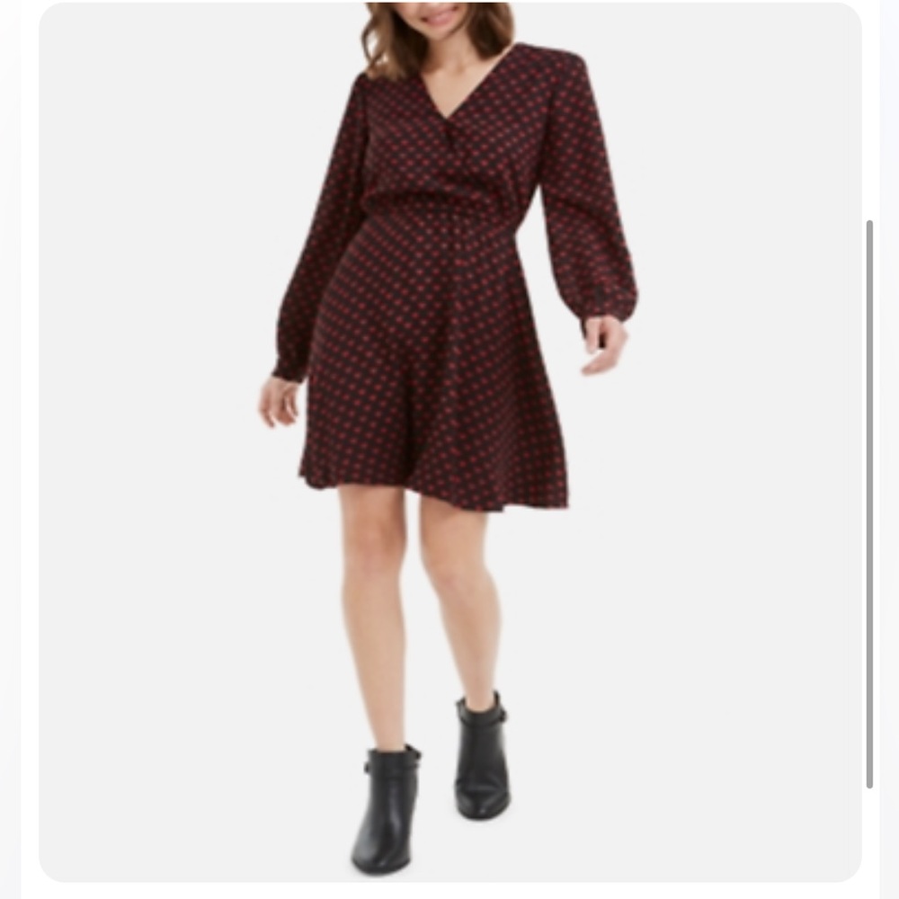 MAISON JULES Navy Longsleeve Red Heart of Hearts Dress S
